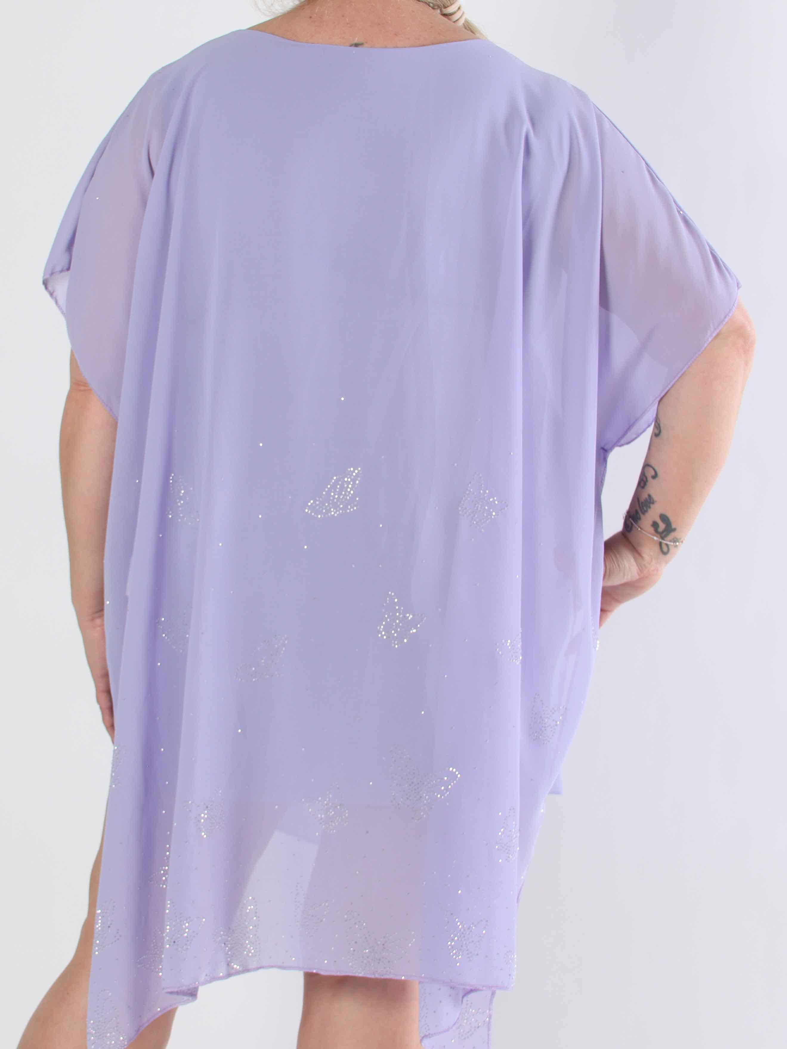 Mirabella Crystal - Plus size tunikakjole med chiffonlag med similisten